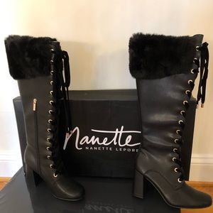 Nanette Lepore Leather Lace-up Boots
